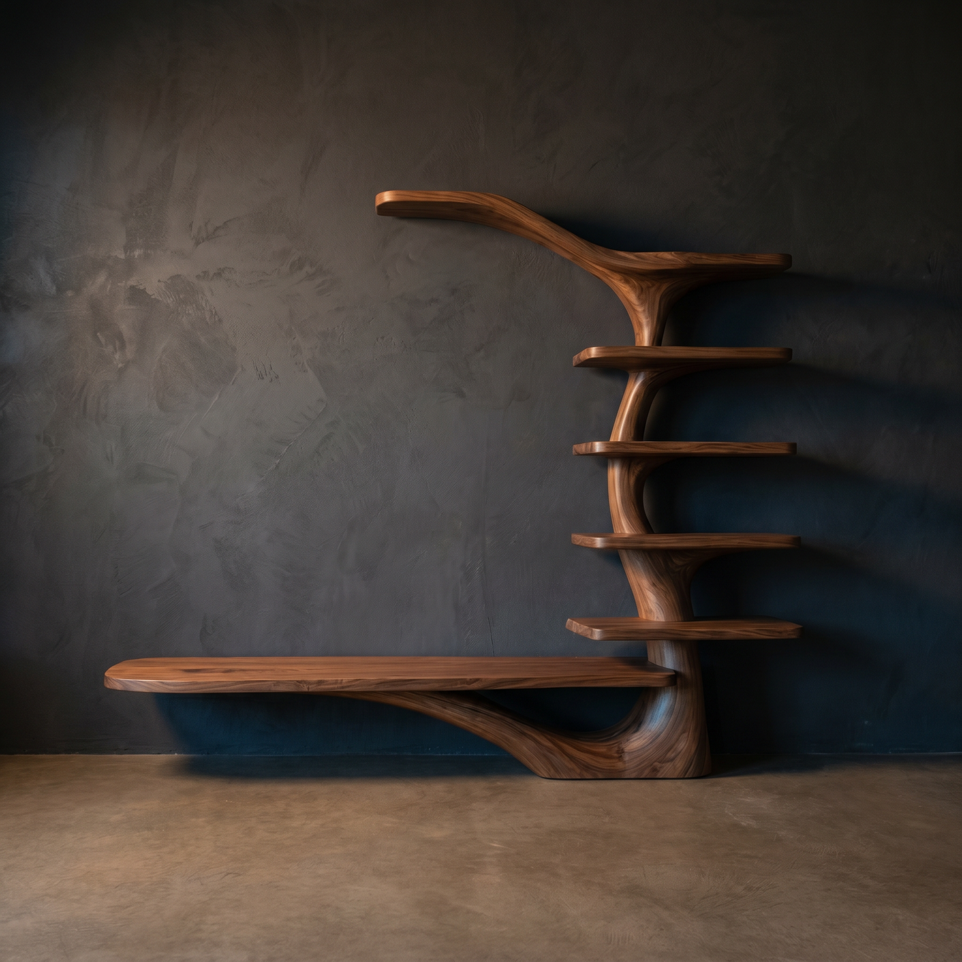 Tree-Inspired Vertical Shelving Media Console