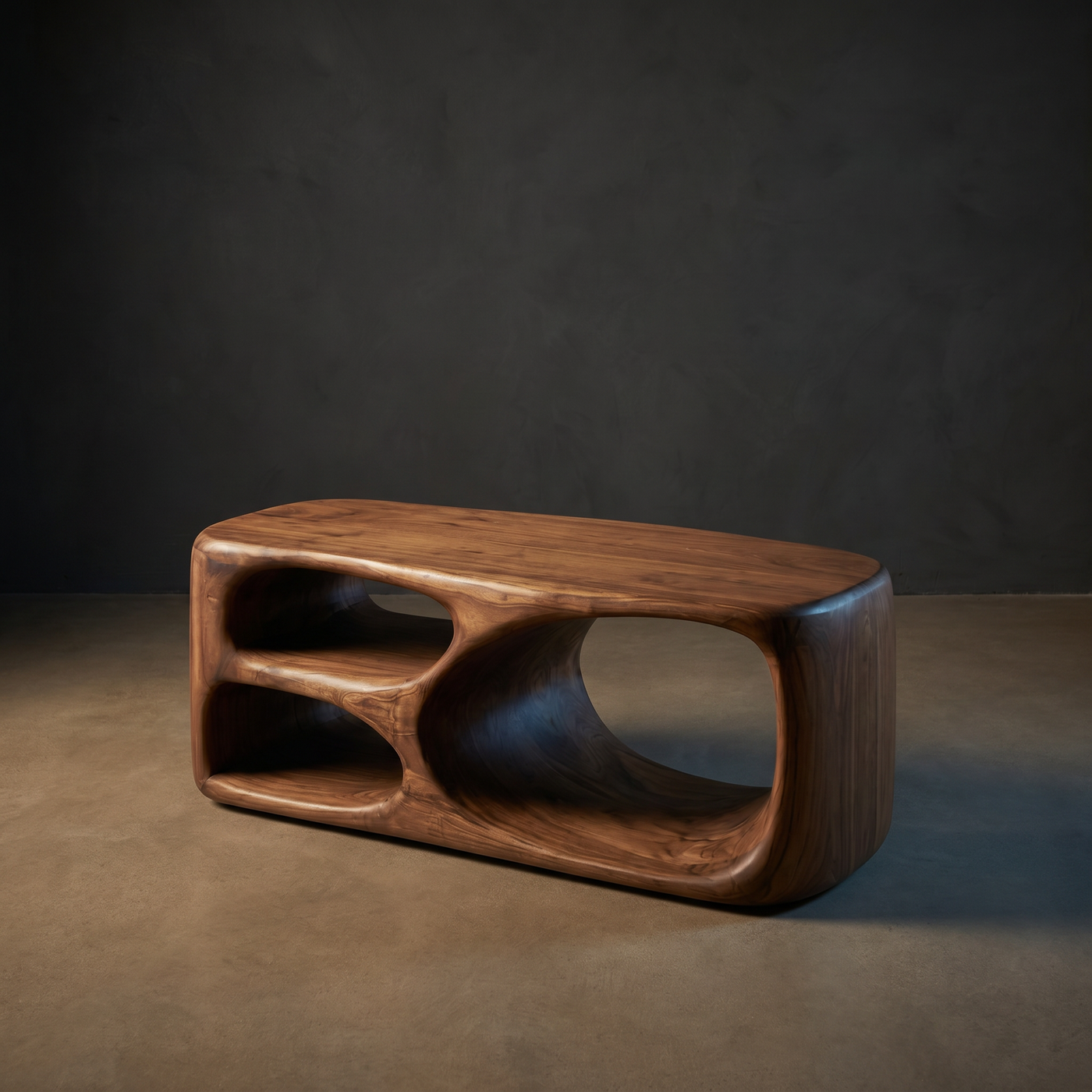 Contemporary Sculptural Coffee Table With Interlocking Base