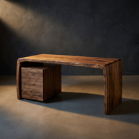 Executive Desk With Drawer Pedestal Solid Wood Luxury