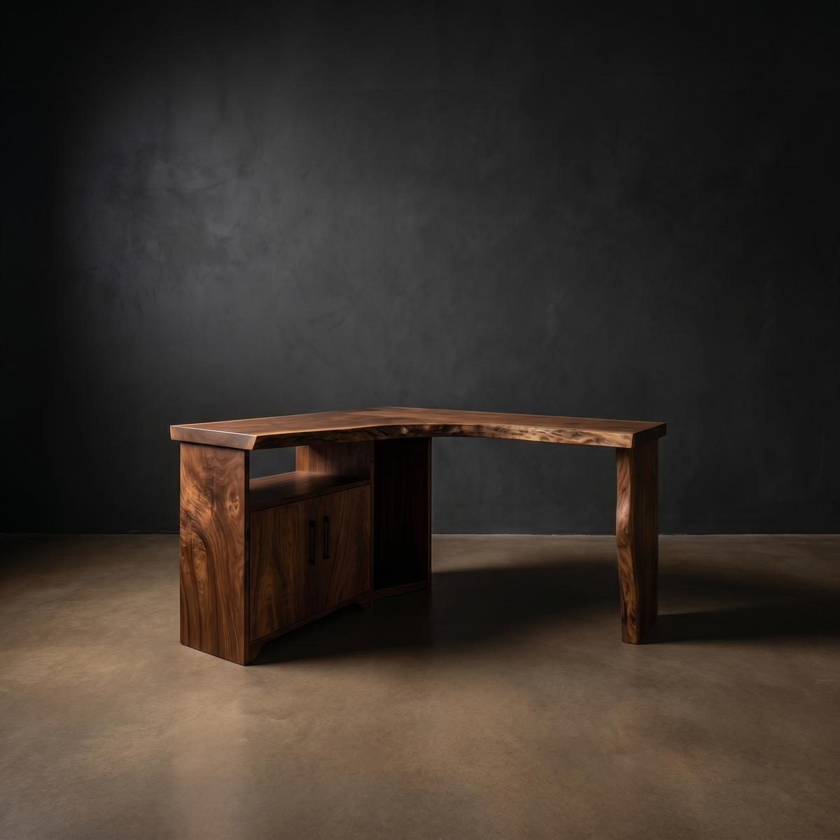 Solid Wood Corner Desk with Cabinet Storage Home Office