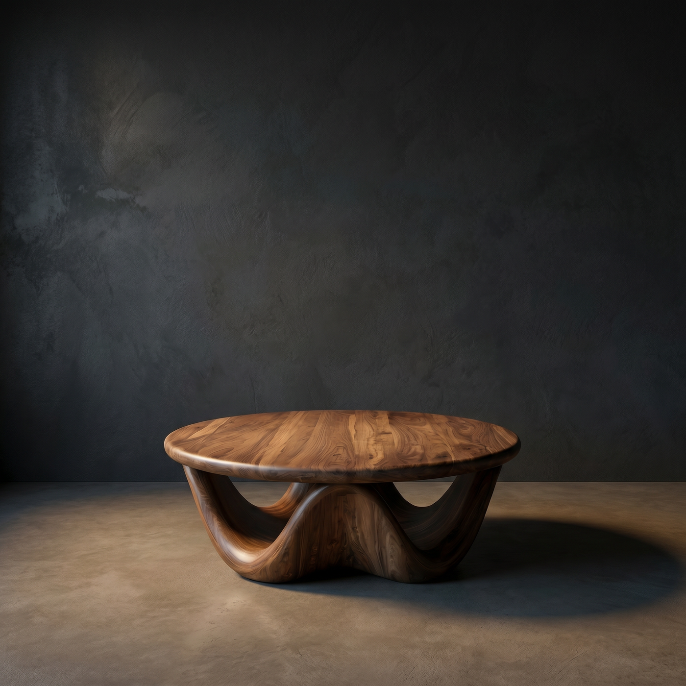Mid Century Wooden Coffee Table With Wave Base