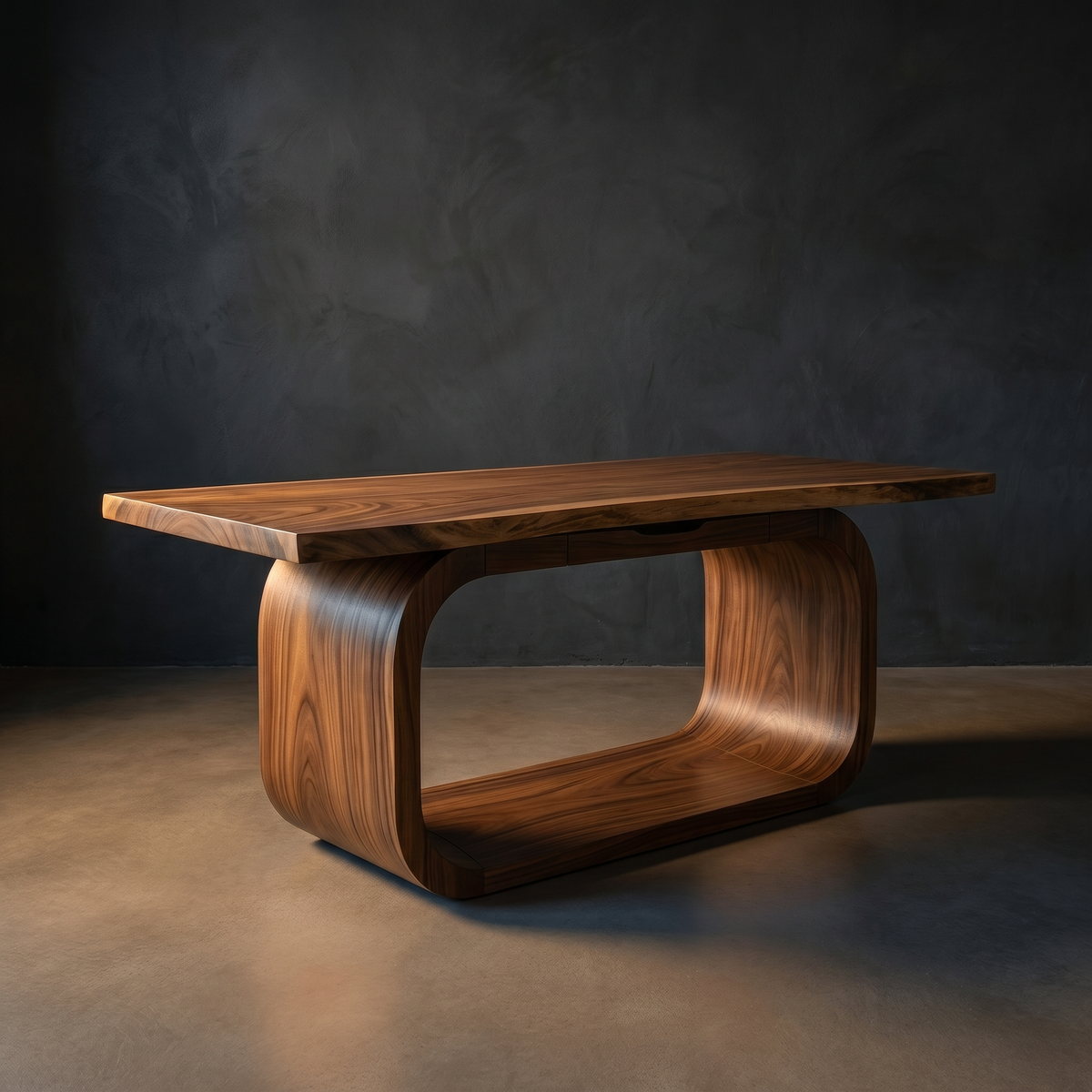 Live Edge Solid Wood Executive Desk Curved Base