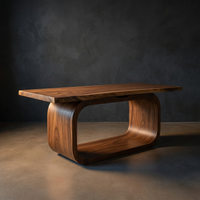 Live Edge Solid Wood Executive Desk Curved Base