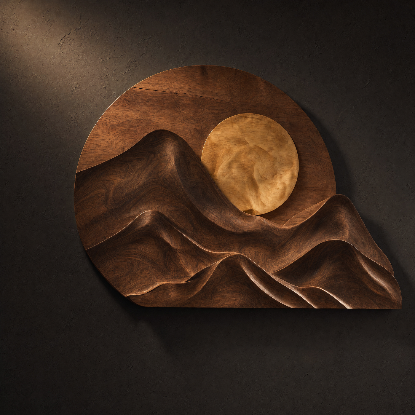 Modern Forest Mountain Sun Wood Wall Art - Layered Landscape Panel