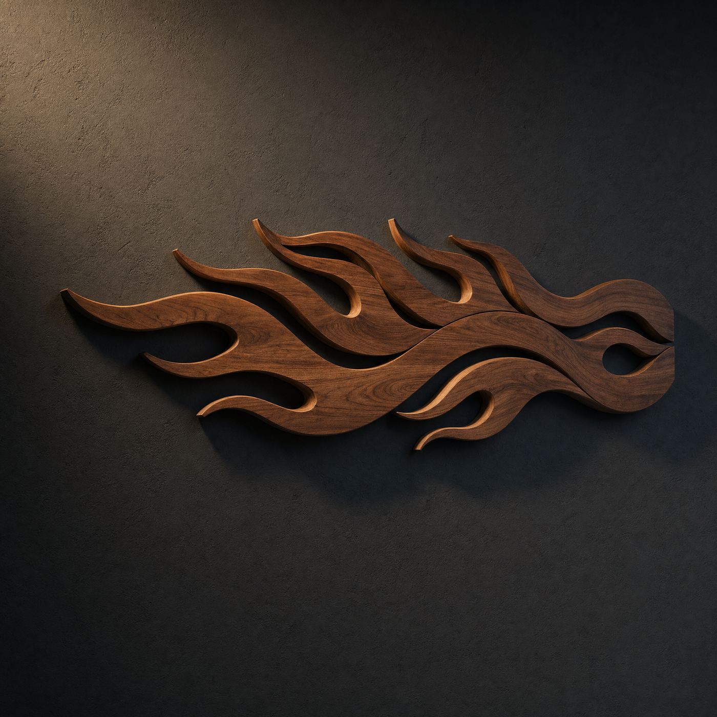 Hand-Carved Solid Wood Flame Wall Art Abstract Organic Sculpture