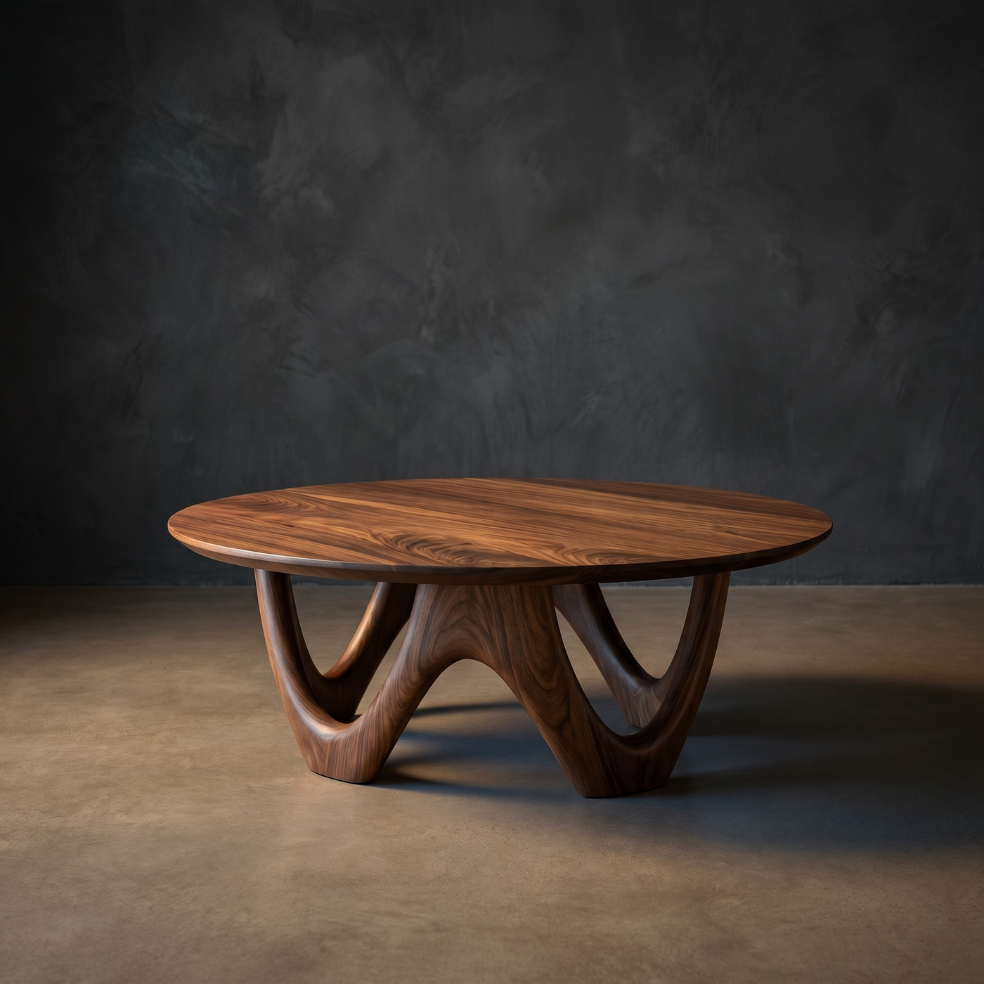Sculptural Wood Coffee Table With Organic Curved Base