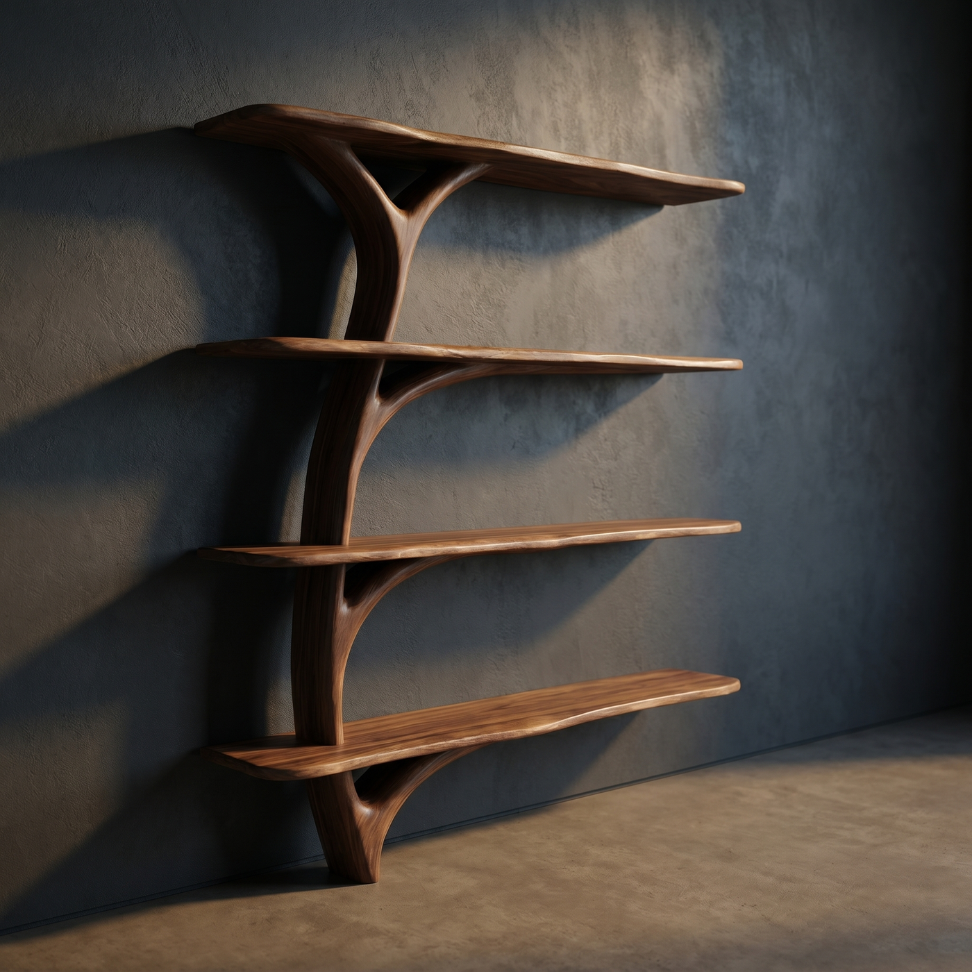 Branch Form Sculptural Bookshelf with Organic Floating Shelves