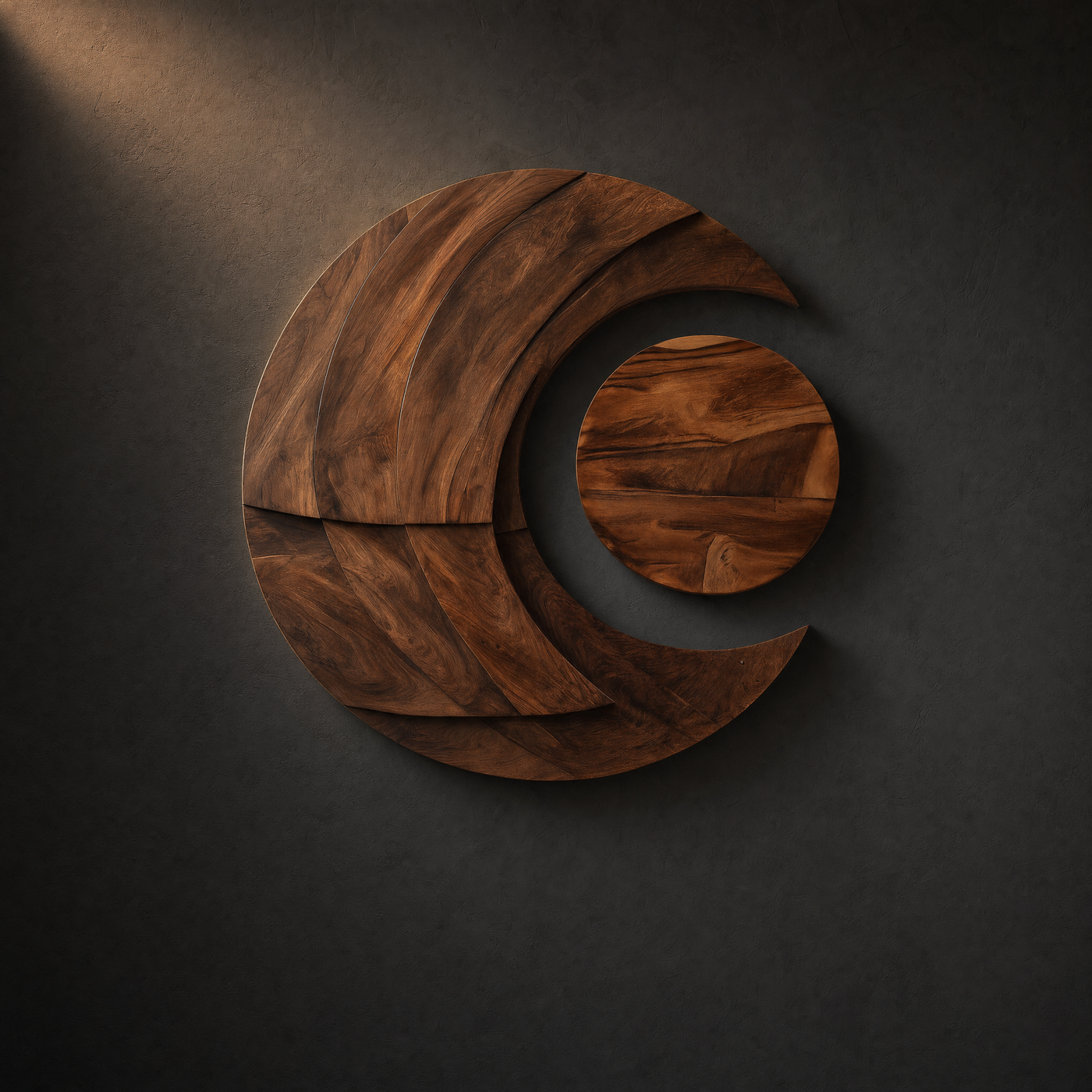 Multi-layered Crescent Moon Wood Wall Art - Sculptural Statement Piece