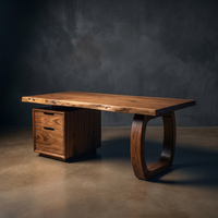 Solid Wood Computer Desk with Built-In File Cabinet