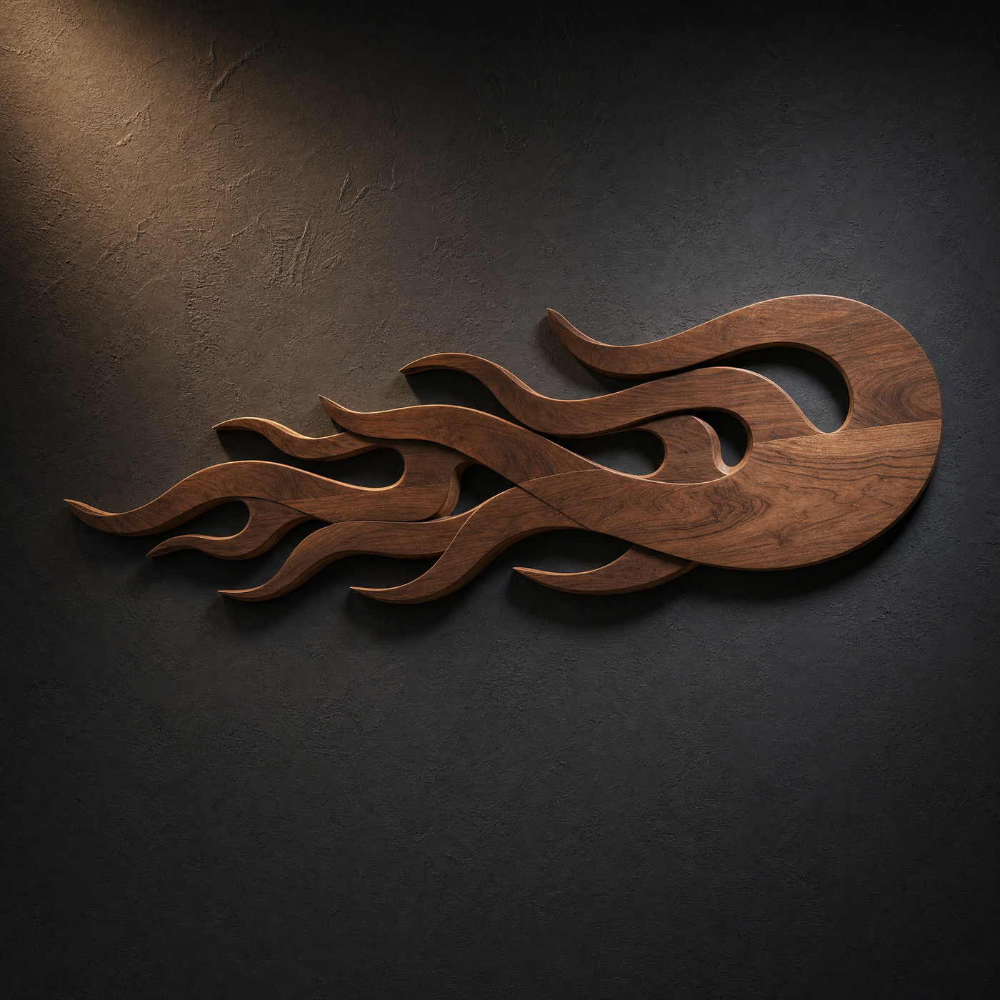 Solid Wood Flame Wall Sculpture - Abstract Organic Shape