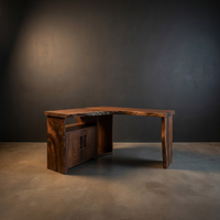 Solid Wood Corner Desk with Cabinet Storage Home Office
