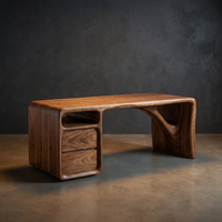 Modern Solid Wood Office Desk with Sculptural Base