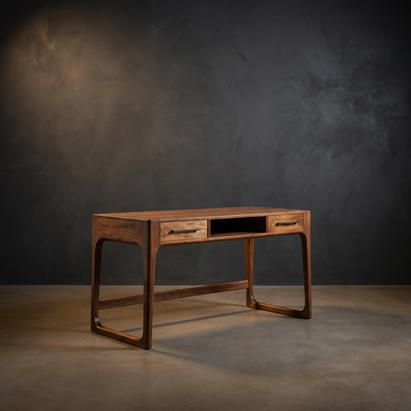Solid Wood Writing Desk With Slim Drawers Contemporary