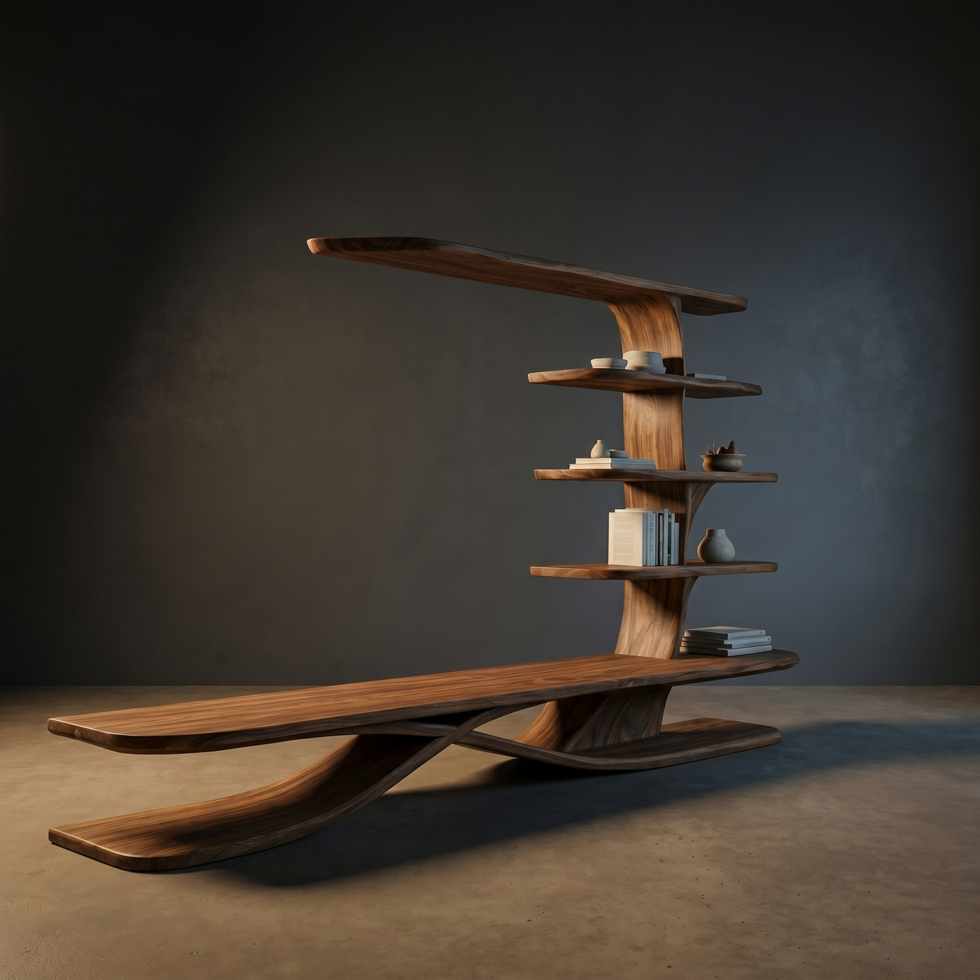 Asymmetrical Side Shelving Entertainment Console