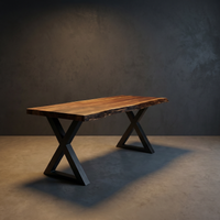 Solid Wood Desk With Metal X Legs Minimalist Work Desk