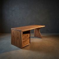 Compact Laptop Desk with Side Storage Contemporary Solid Wood Apartment Desk
