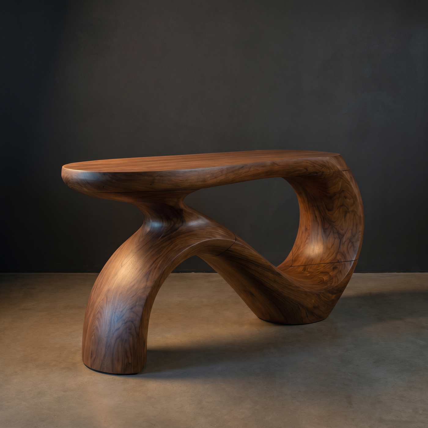 Curved Solid Wood Console Table - Modern Entryway Console