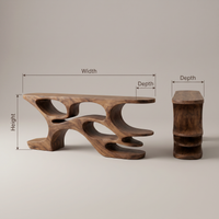 Cutout Shelf Solid Wood Console Table Artistic Display Console