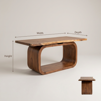 Live Edge Solid Wood Executive Desk Curved Base
