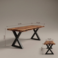 Solid Wood Desk With Metal X Legs Minimalist Work Desk