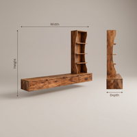 Geometric Floating TV Console With Vertical Shelving