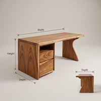 Compact Laptop Desk with Side Storage Contemporary Solid Wood Apartment Desk