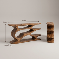 Curved Open Storage Solid Wood Console Table Rustic Display