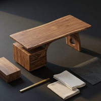 Tropical Solid Wood Work Desk with Storage Drawers