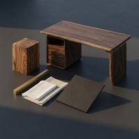 Japandi Solid Wood Study Desk with Curved Legs