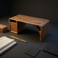 Modern Solid Wood Office Desk with Sculptural Base