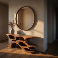 Cutout Shelf Solid Wood Console Table Artistic Display Console