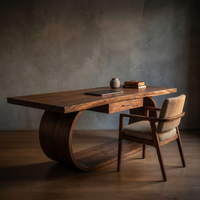 Classic Live Edge Study Desk with Side Drawers