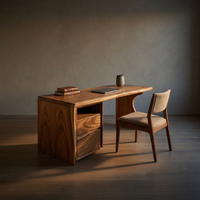 Compact Laptop Desk with Side Storage Contemporary Solid Wood Apartment Desk