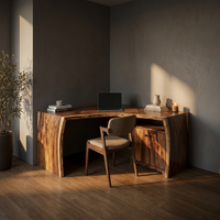 Solid Wood Corner Desk With Cabinet Storage