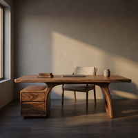 Tropical Solid Wood Work Desk with Storage Drawers