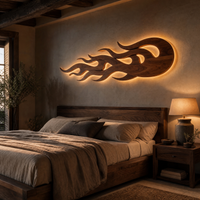 Solid Wood Flame Wall Sculpture - Abstract Organic Shape