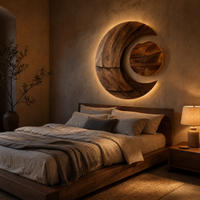 Multi-layered Crescent Moon Wood Wall Art - Sculptural Statement Piece