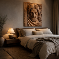 Jesus Cross Wood Wall Art Religious Sculptural Panel
