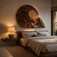 Modern Forest Mountain Sun Wood Wall Art - Layered Landscape Panel