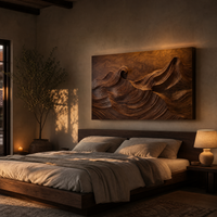 Sculptural Carved Solid Wood Wave Wall Art - Organic Modern
