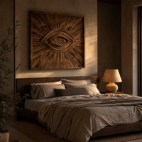 Eye Sunburst Wood Wall Art Square Sculptural Panel