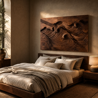 Carved Solid Wood Wave Wall Sculpture - Handcrafted Statement Art