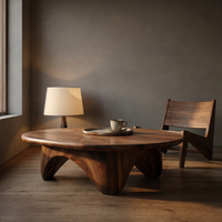 Organic Coffee Table With Carved Base
