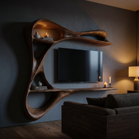 Carved Frame TV Console with Integrated Display Shelves