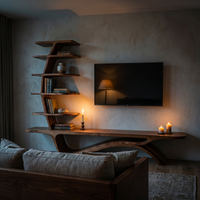Contemporary Sculptural Storage TV Console with Vertical Shelving
