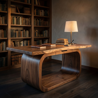 Live Edge Solid Wood Executive Desk Curved Base