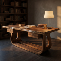 Solid Wood Writing Desk with Live Edge for Luxury Workspace Desk
