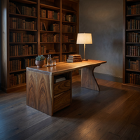 Compact Laptop Desk with Side Storage Contemporary Solid Wood Apartment Desk