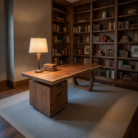 Solid Wood Computer Desk with Built-In File Cabinet