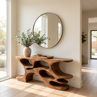 Cutout Shelf Solid Wood Console Table Artistic Display Console